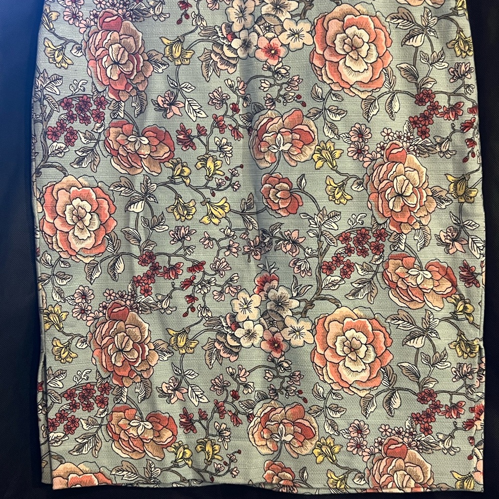 LOFT Floral Pencil Skirt in Blue and Pink